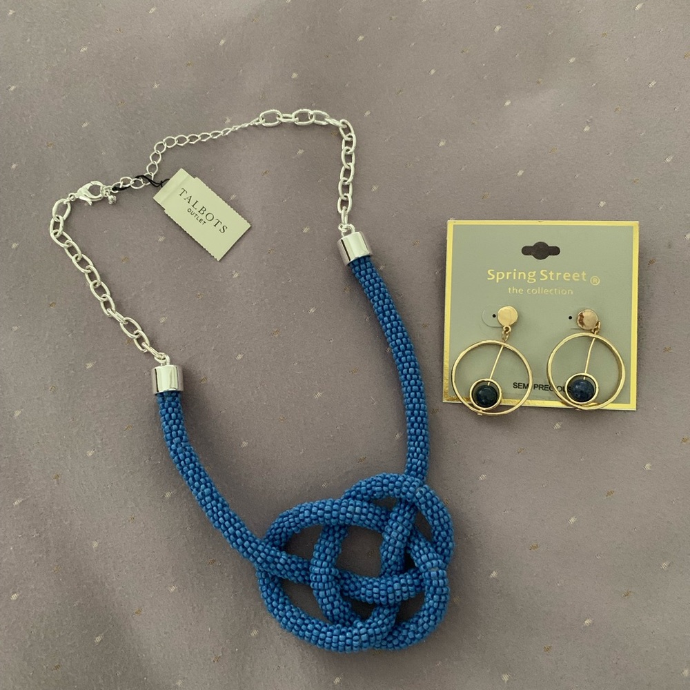 Talbots Blue Knot Necklace and Earrings from Nordstrom Rack Spring Street.